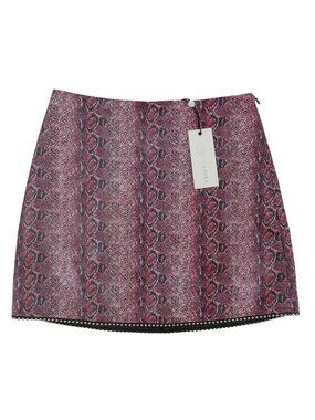 After Market Womens Small Pink Python Snakeskin Print Beaded Trim Skirt NEW